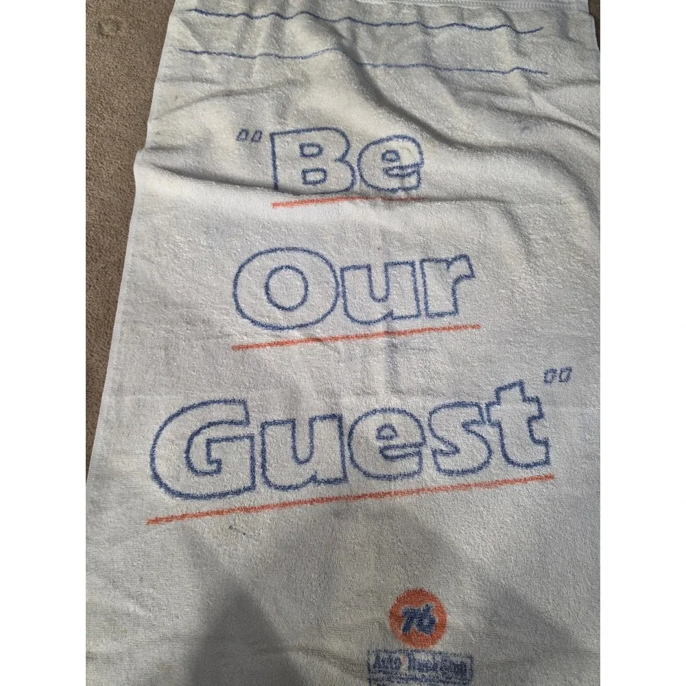 Vintage Union 76 Gas Station Towel Be Our Guest Auto Trucking Restaurant‎ White